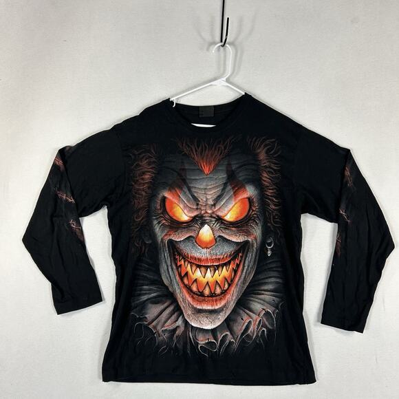 Spiral Direct Graphic Shirt Men’s Large Double Sided Clown Flame Biker Tee Y2K - Picture 1 of 11